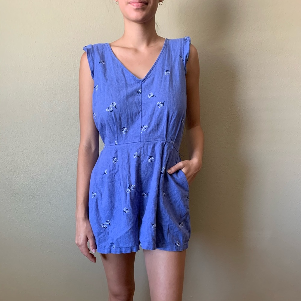 Old Navy Vintage-style Blue Romper Sz S